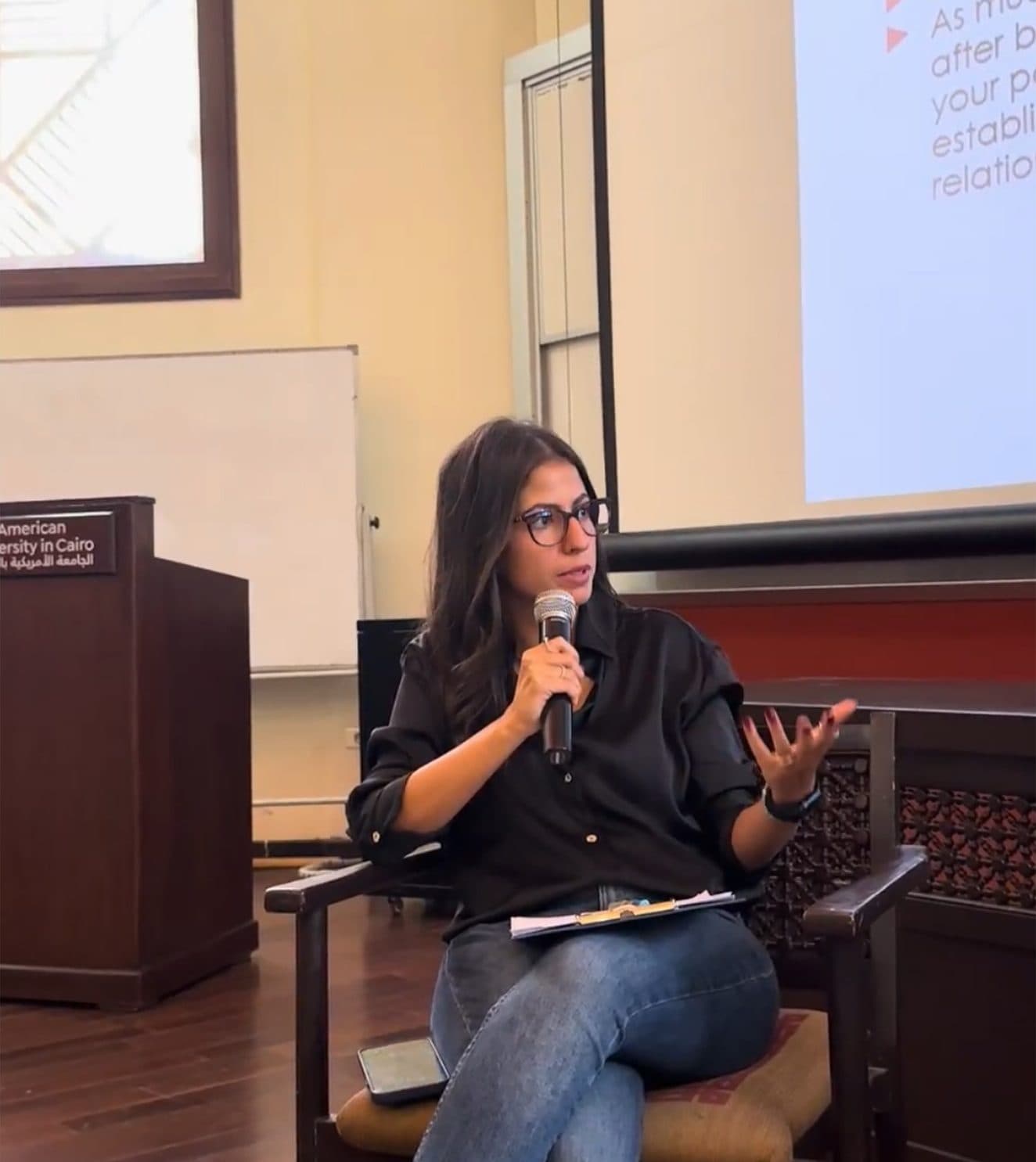A speaker at one of the lab's Attachment Conversations