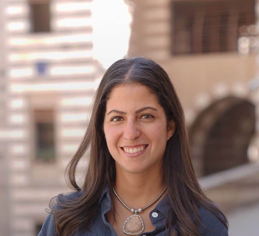 Dr Nour Zaki, the lab's founder, on the AUC campus